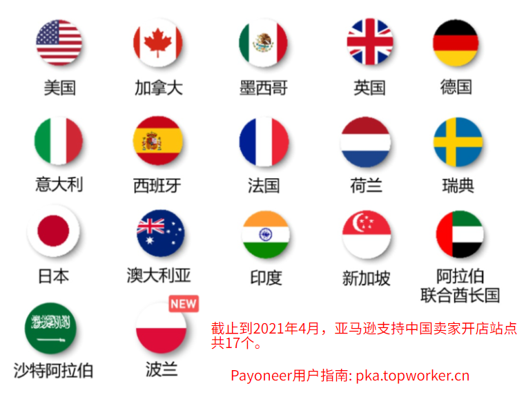 亚马逊17个站点对中国卖家开放2