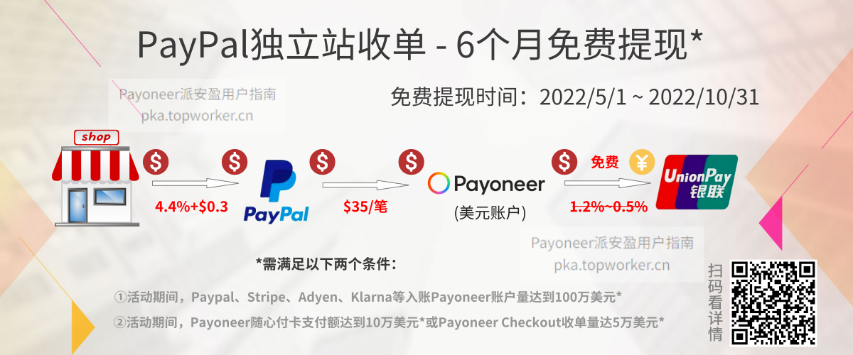 独立站收单Paypal-6个月免费提现活动示意图