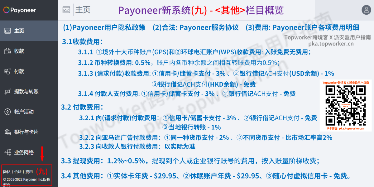 Payoneer新系统九-其他栏目概览