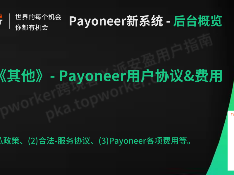 Payoneer新系统(九) - 其他栏目概览文章图