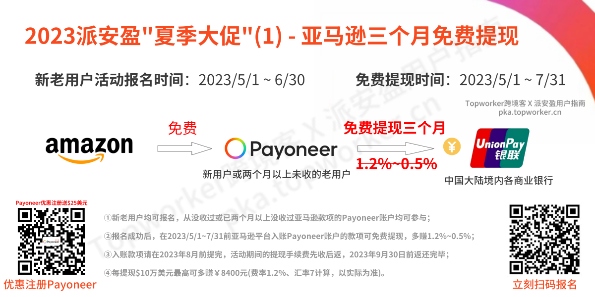 2023年派安盈夏季大促- 亚马逊三个月免费提现