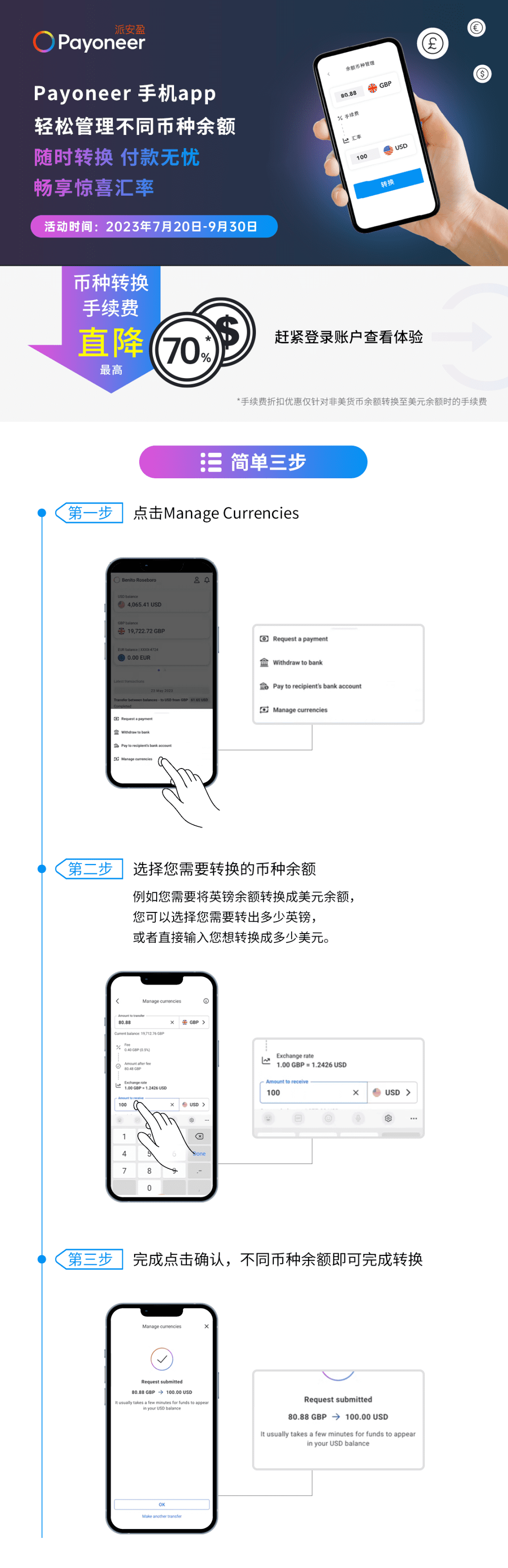 Payoneer货币兑换-手机端APP操作流程
