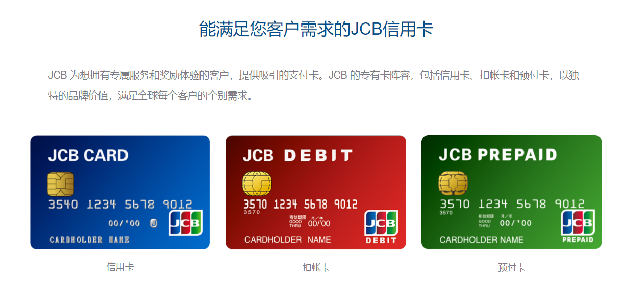 JCB信用卡样张示例