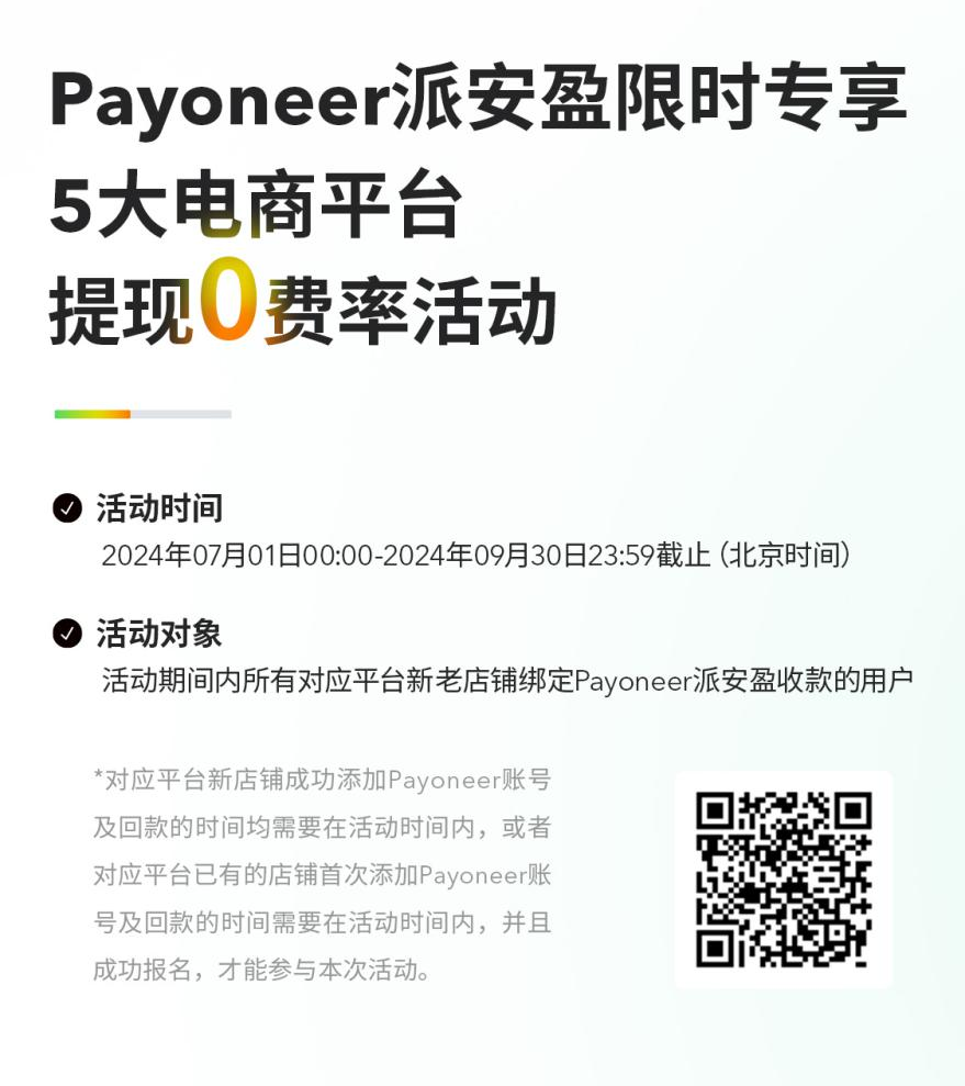 Payoneer X 五大平台优惠活动